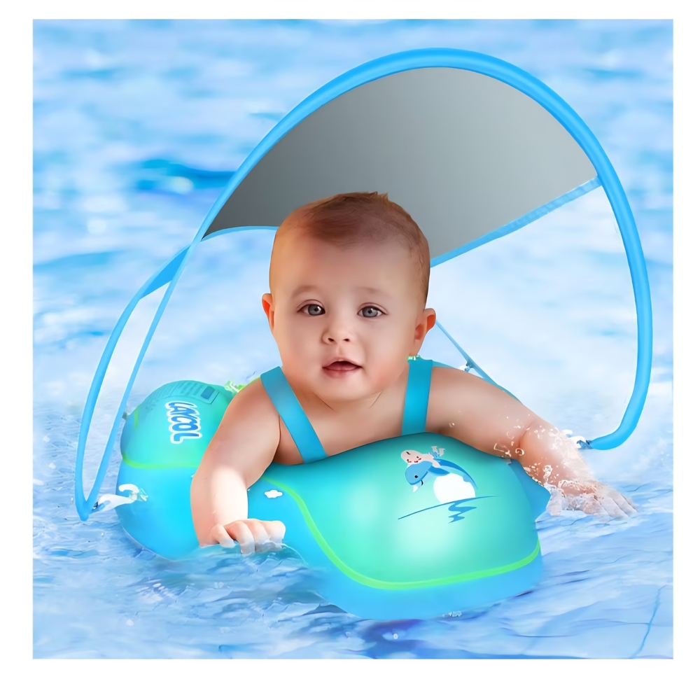 Baby Pool Float with Canopy UPF50+ Sun Protection, 3-36 Months
